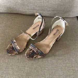 Snake print block heels